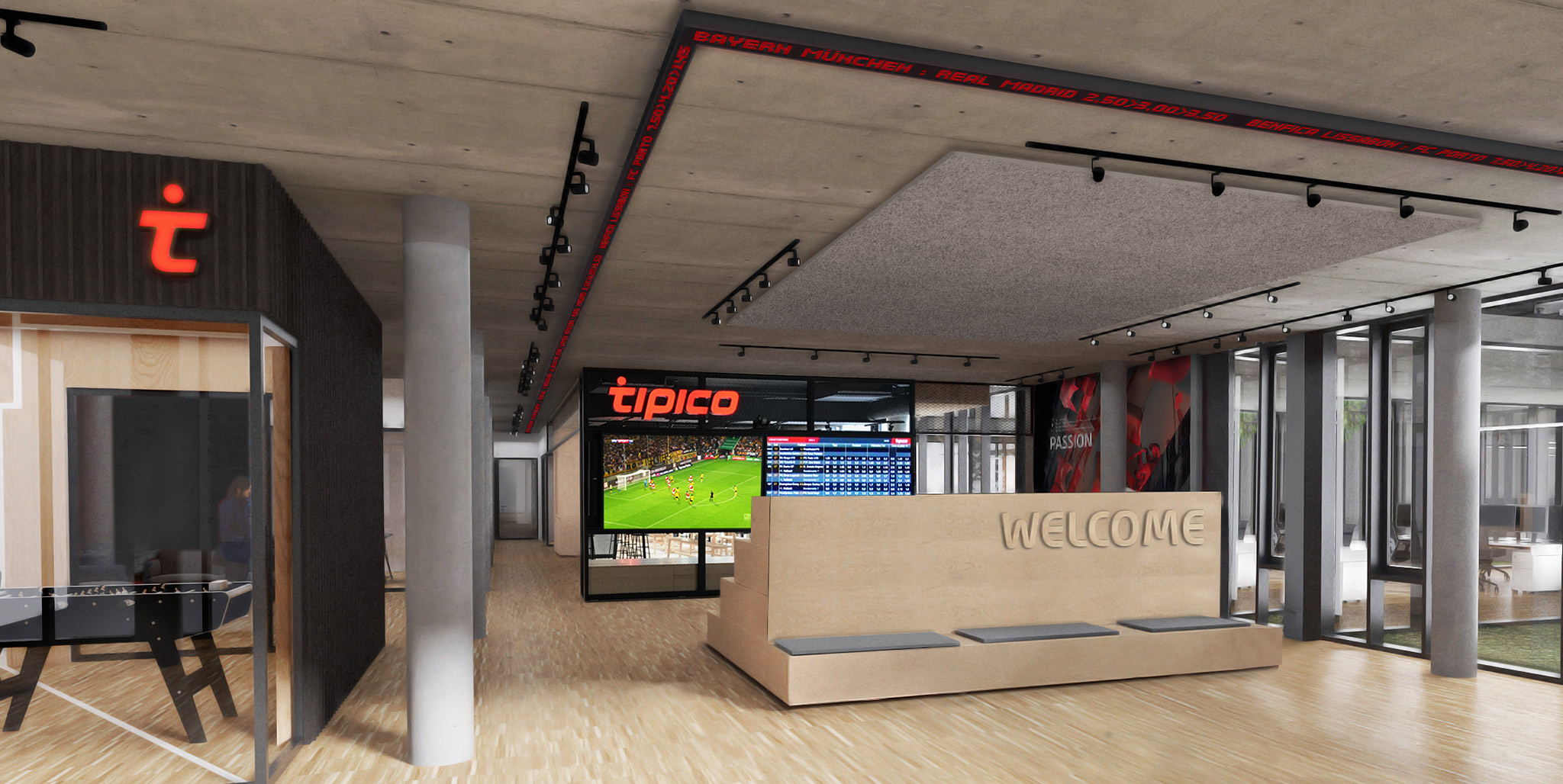 Tipico Office-Branding: Loungebereich Entwurf