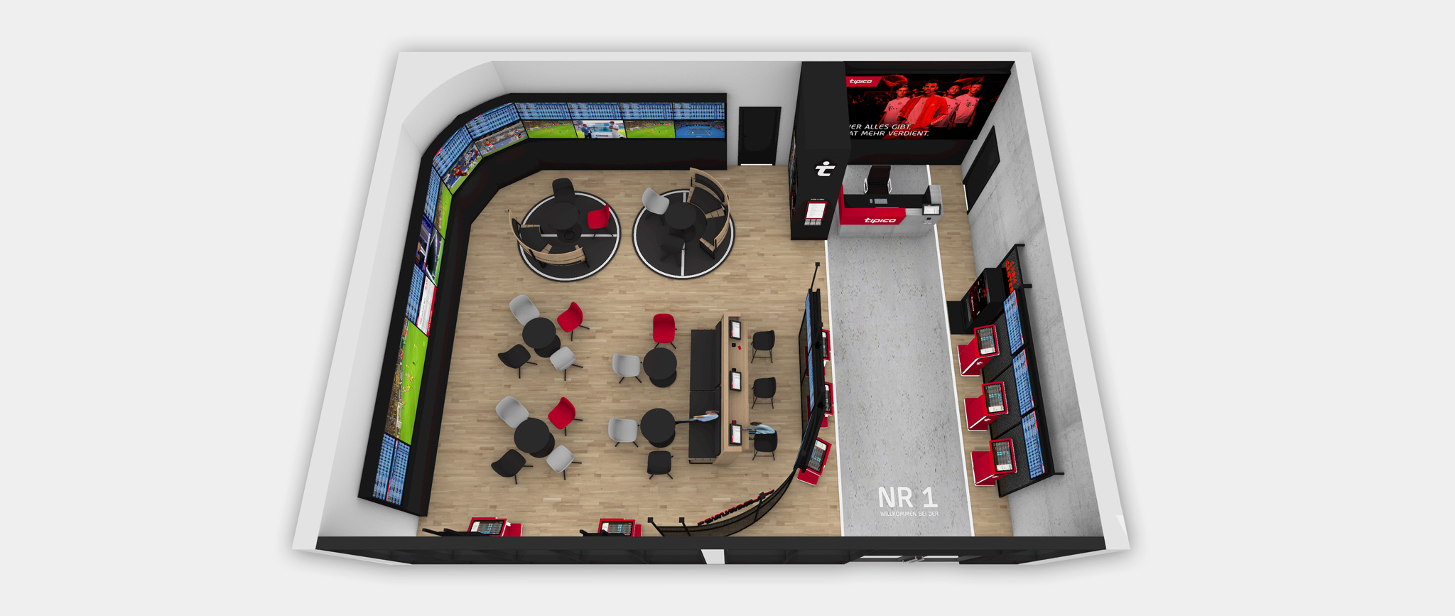 Tipico Shop Raumaufteilung und Zonierung