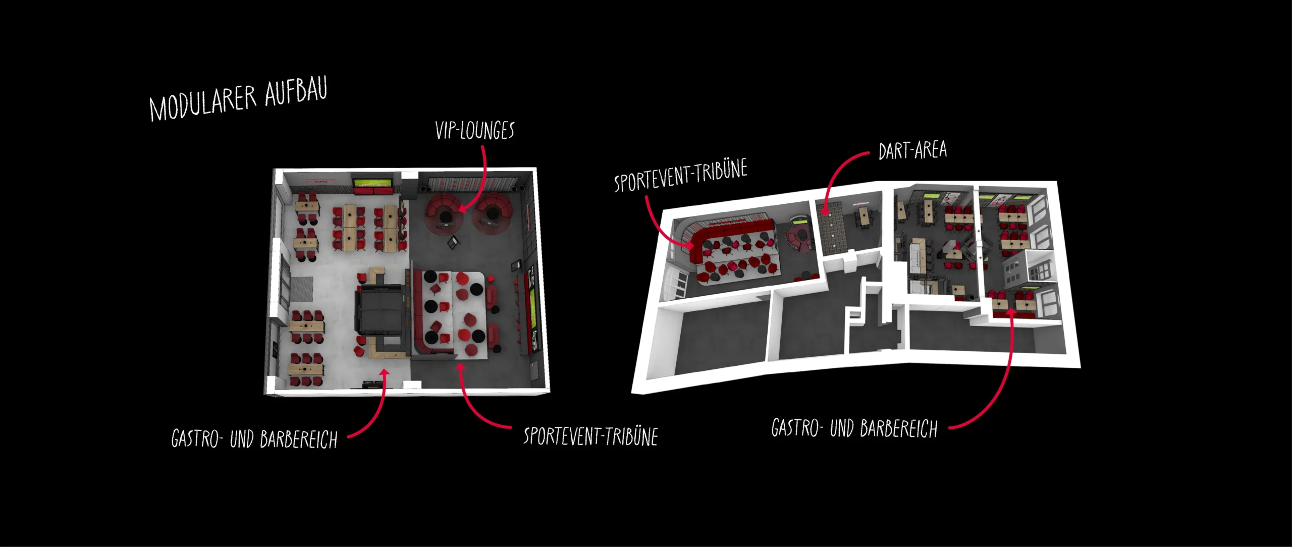 Tipico Sportsbar Modularität: 2 unterschiedliche Grundrisse