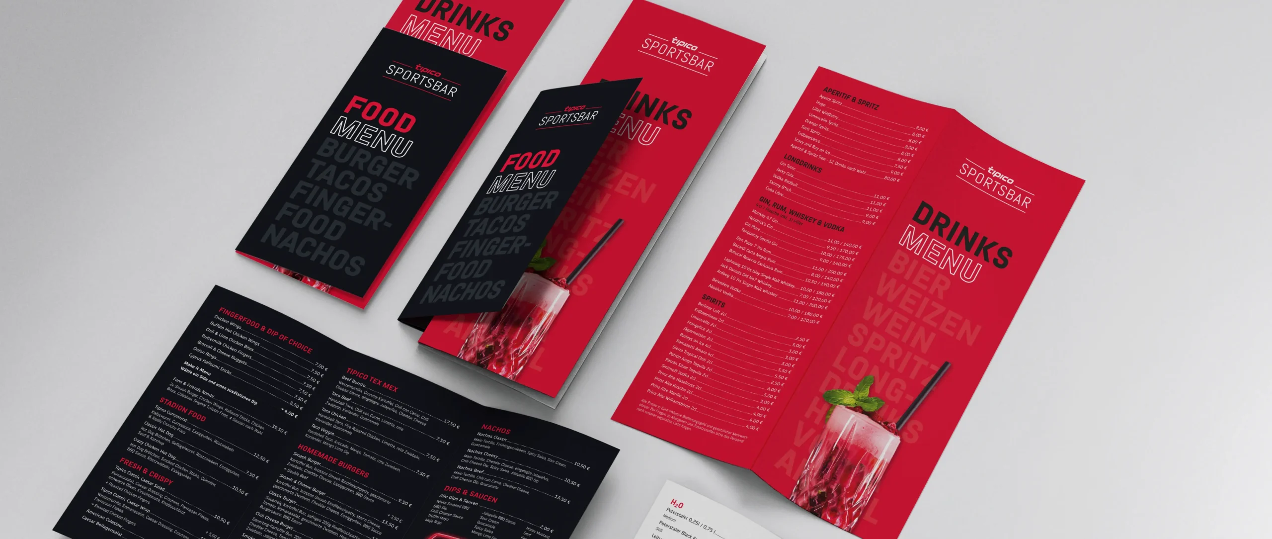 Getränkekarte und Menükarte in der Tipico Sportsbar