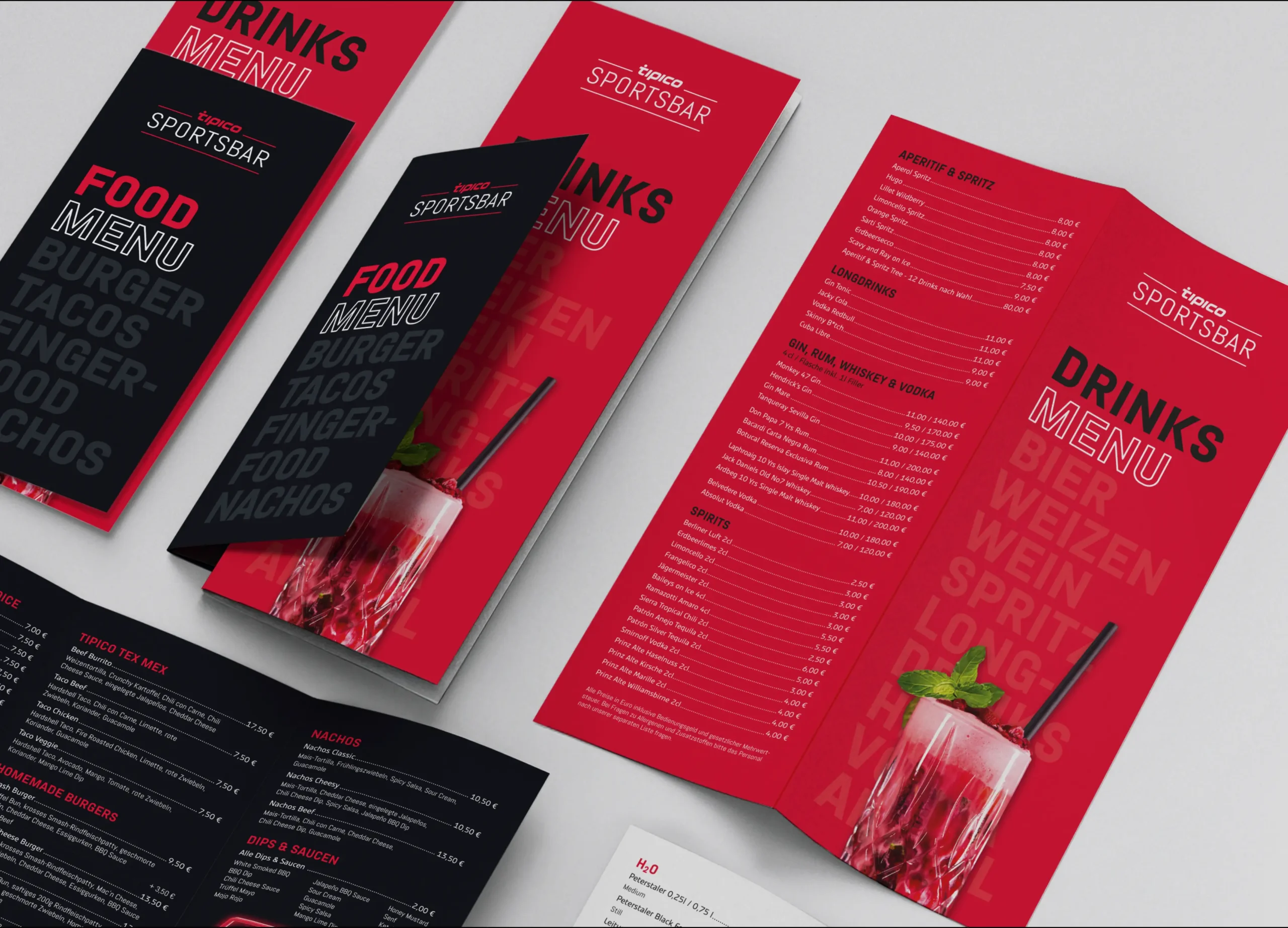 Getränkekarte und Menükarte in der Tipico Sportsbar