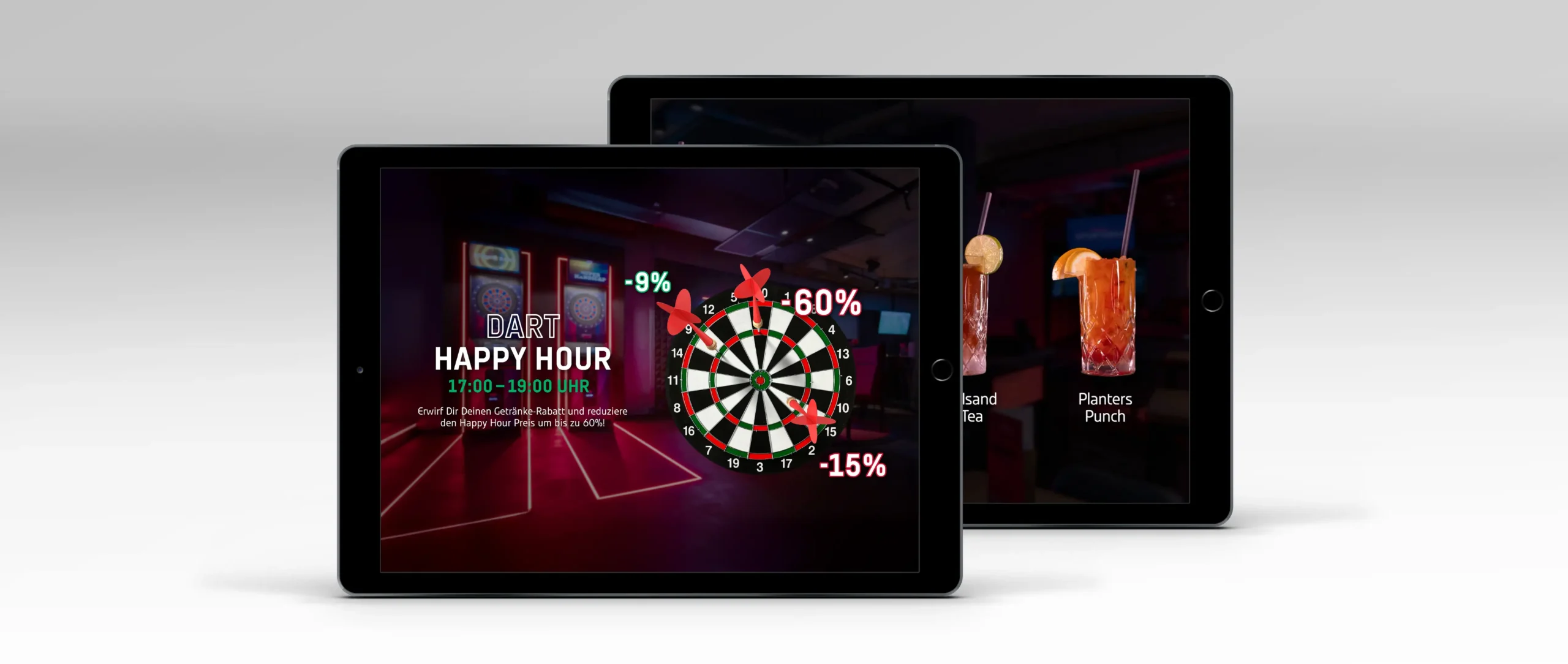 Grafiken für Instore-TV: Happy Hour und Drinks