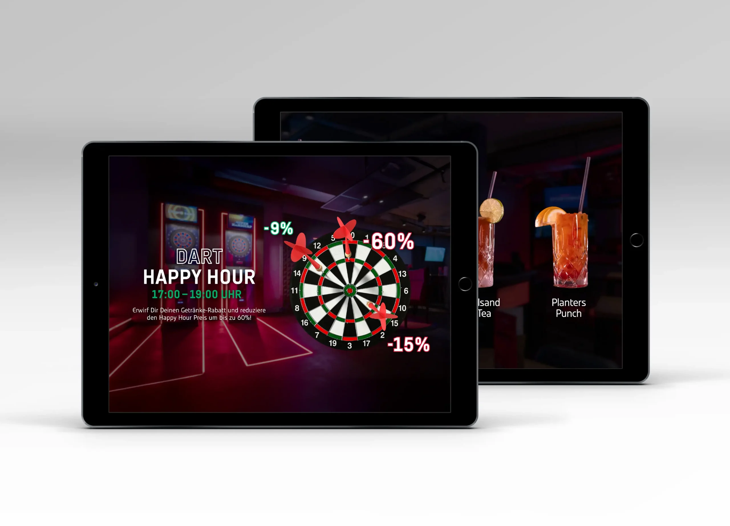 Grafiken für Instore-TV: Happy Hour und Drinks