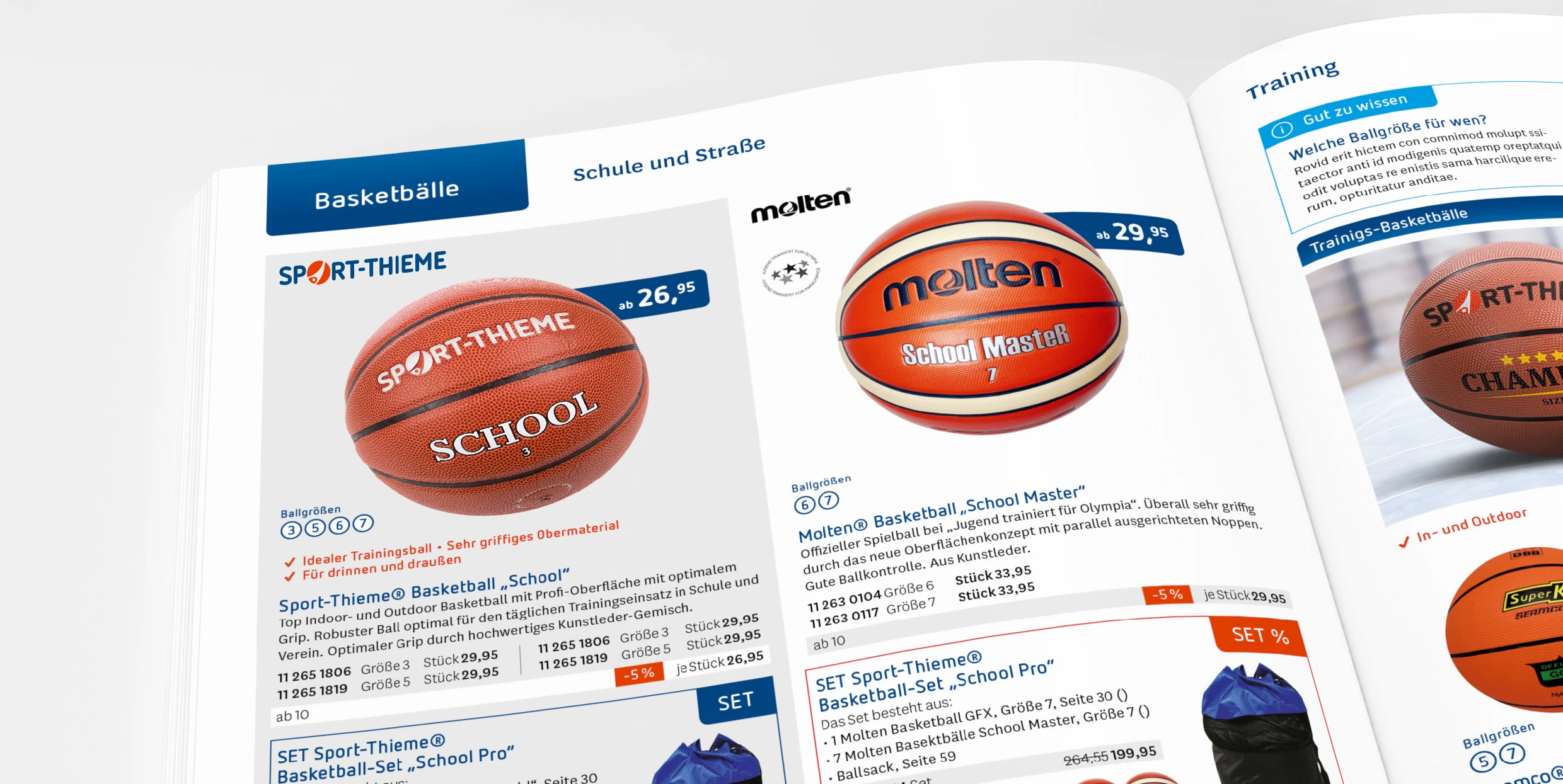 Das Design des Sport-Thieme Katalogs mit Produktabbildungen nach dem Makrenrelaunch.