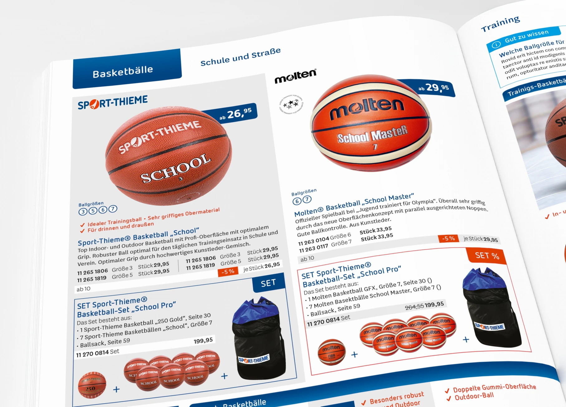 Das Design des Sport-Thieme Katalogs mit Produktabbildungen nach dem Makrenrelaunch.