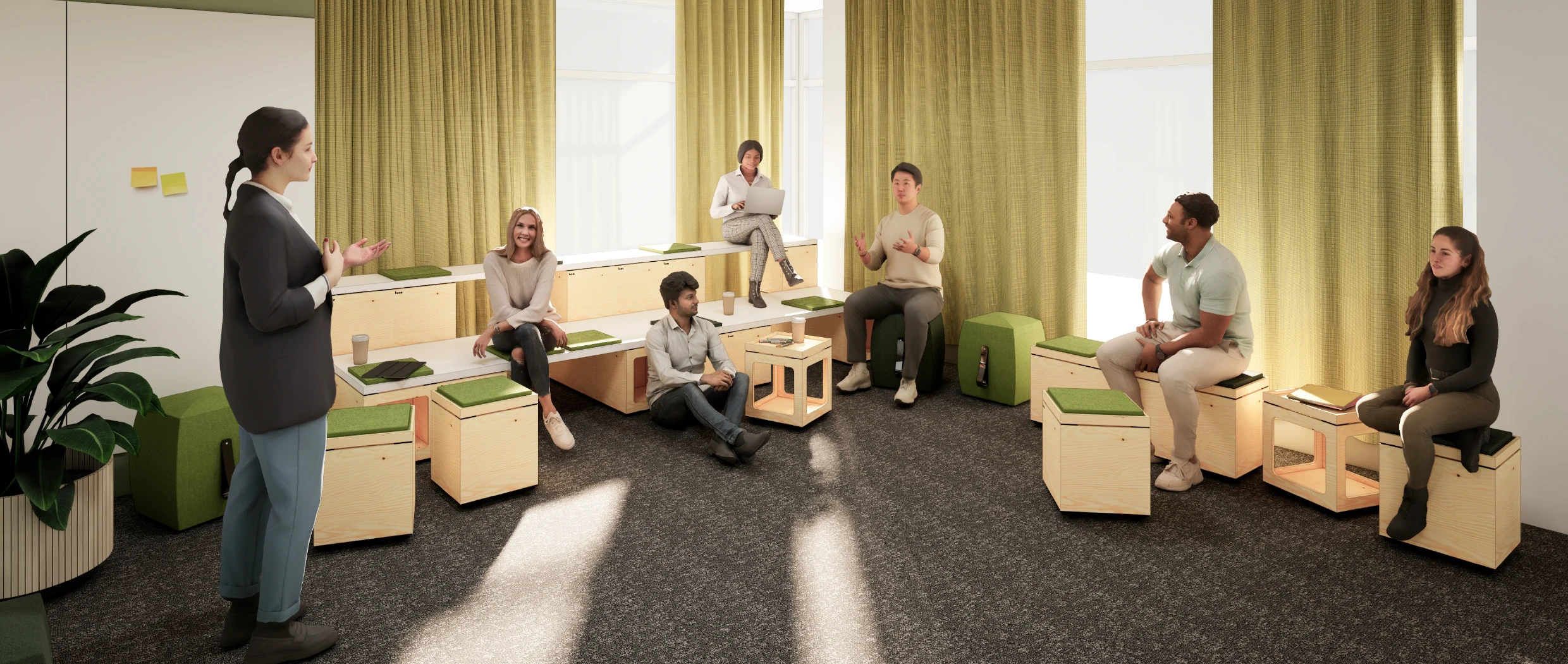 Gravis Office: Kreativraum, Menschen beim Brainstorming