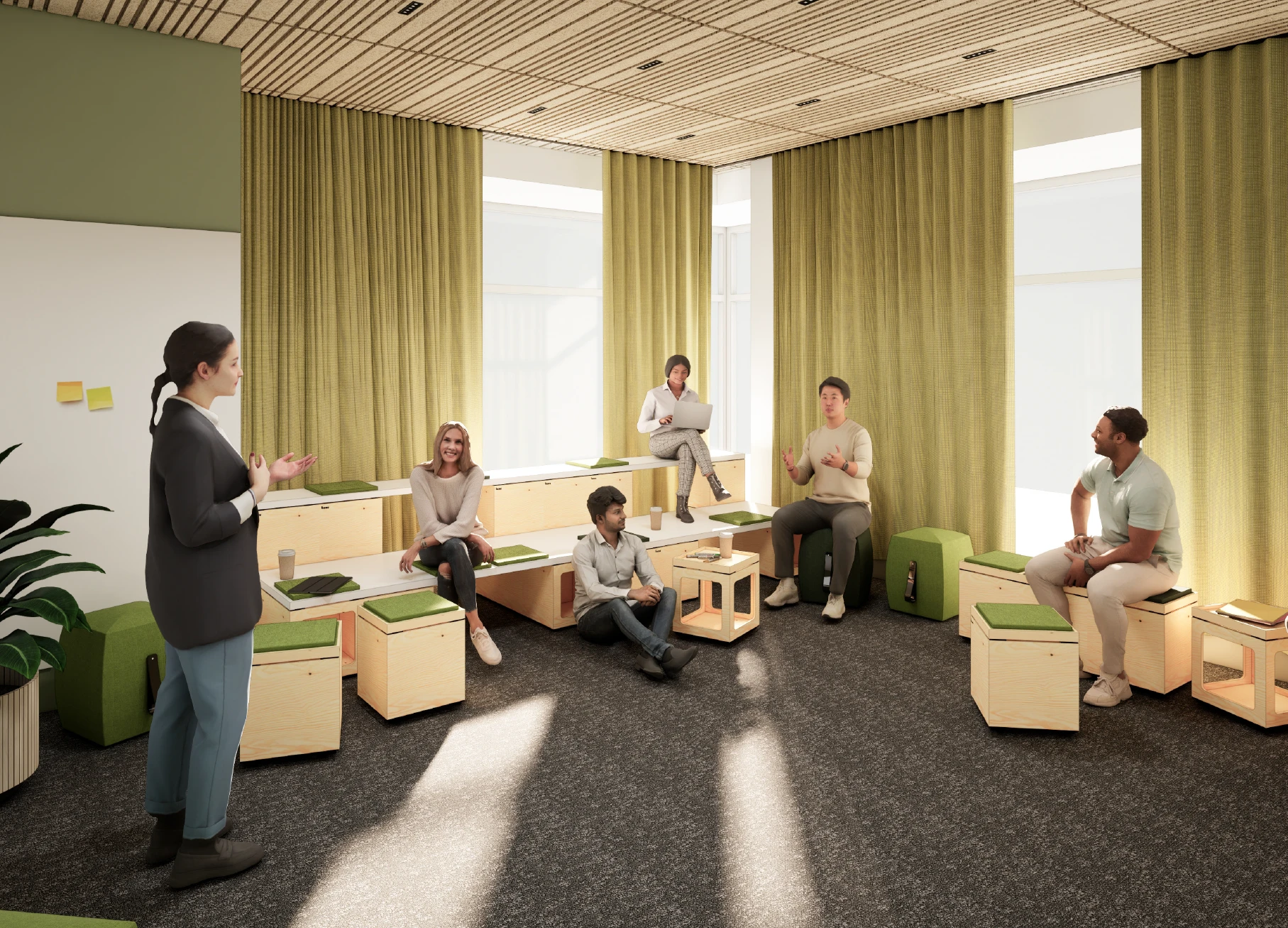 Gravis Office Kreativraum: Menschen beim Brainstorming