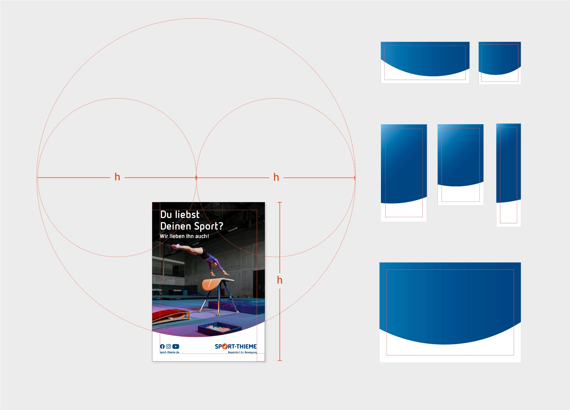 Das Designsystem des Sport-Thieme Marken-Relaunchs benutzt für den Aufbau des Layouts und Designrasters eine Kreisform.